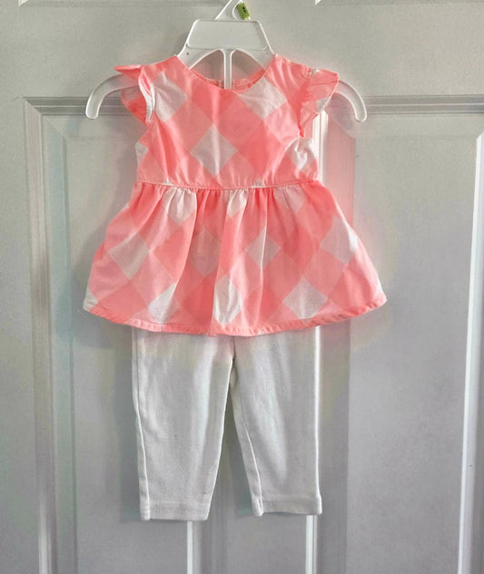 Carter's Girls' 6 month Coral Peplum Top with White Pants 6 Months