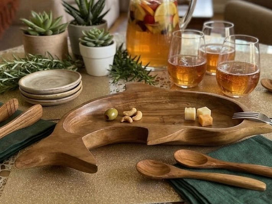 Monkey Pod Dolphin Shaped Serving Tray Unique and stylish 1950 - 1970s Monkey Wood Tray