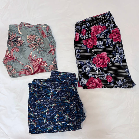 LuLaRoe leggings 3 printed pairs size TALL & CURVY Women's 14