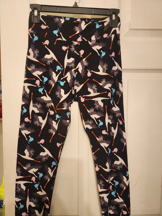 LuLaRoe Leggings - One Size Long Pants, Storks w. Pink & Blue Women's - M