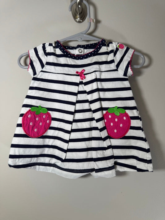 Carter's Navy/White Striped Strawberry Dress w/ Bloomers Newborn