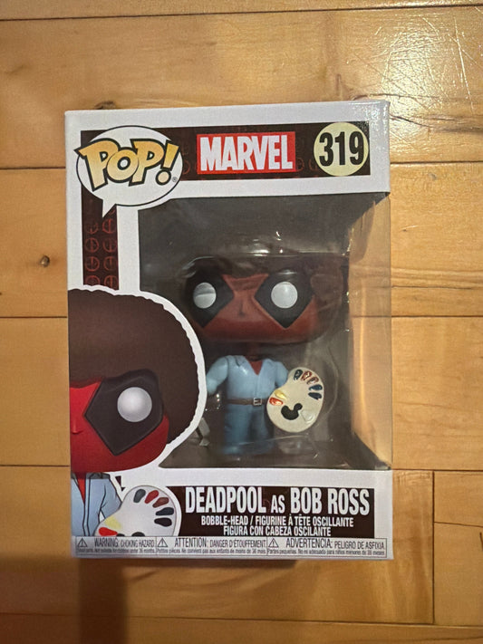 Funko Pop Marvel New in Box Deadpool as Bob Ross vinyl figure Miscellaneous