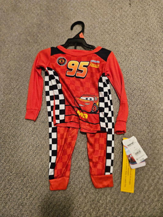 Disney Car Lightning McQueen pjs- new Long sleeve & pants, lightweight fleece pajamas 2T