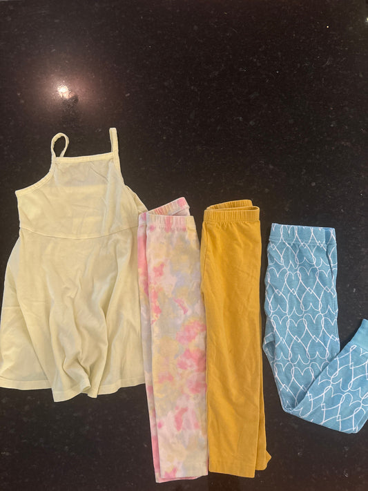 Old Navy Girls Old Navy 2T dress, tie dye & yellow leggings & 3T blue pant 2T