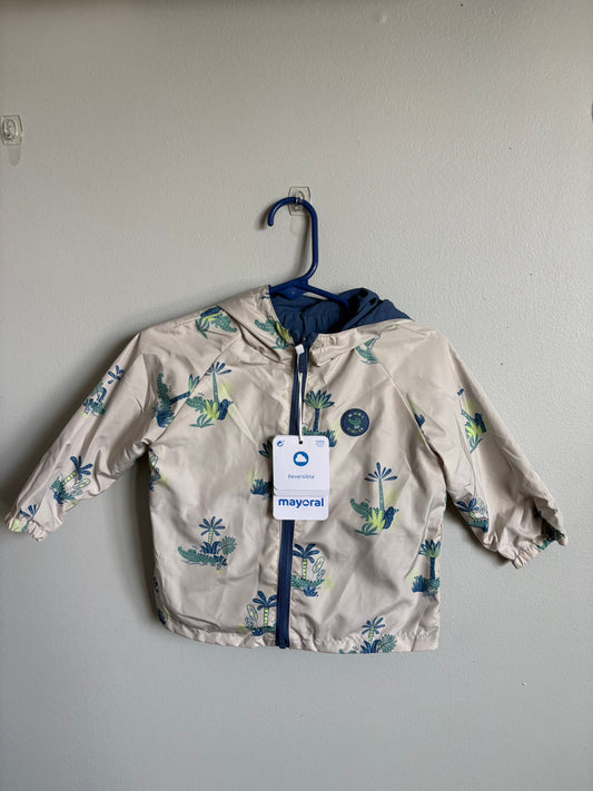 Mayoral New with Tags Baby Boy Windbreaker Jacket Reversible Crocodile Design, Zip Up Jacket with Hood 9 Months