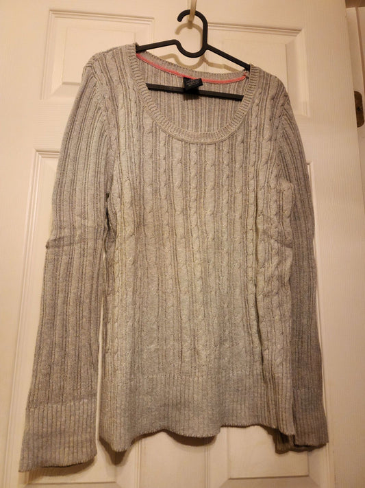 Faded Glory - XL 100% Cotton Gray Long Sleeve Sweater Women's - XL