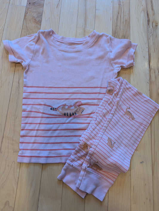 Old Navy Pink Cat PJ Set Short Sleeve, Long Pants 4T/4