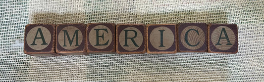 America wooden blocks Seven blocks 13 1/2 inches long Decor