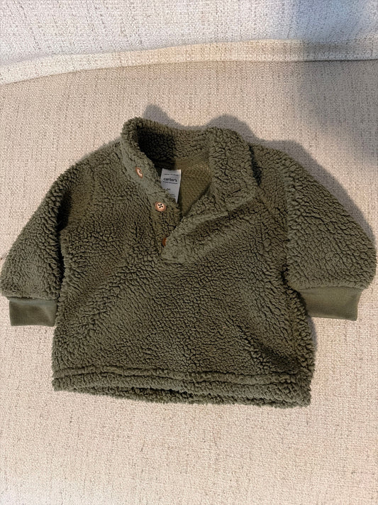Carters Size 6 Month Pullover Color Green, 3/4 button up 6 Months