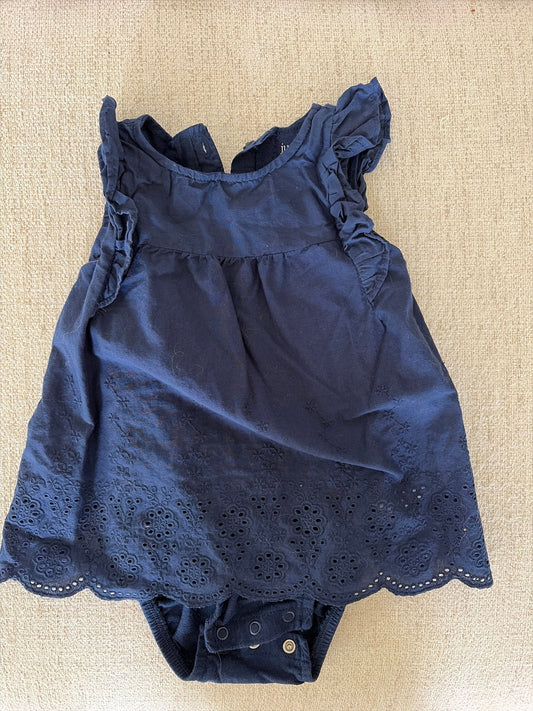 Carters 12 Month Navy Blue Dress With Attached Onesie 12 Months
