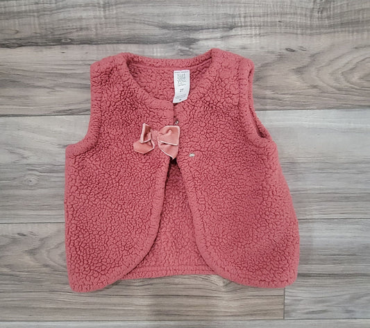 Just One You Pink fleece vest with bow girls 2T 2T