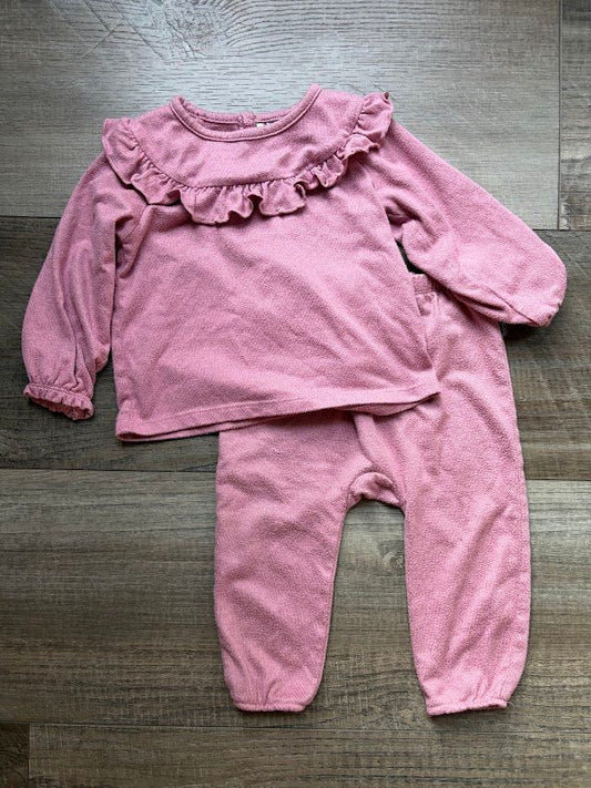 Modern Moments, 12m, Pink Long Sleeve Outfit Outfit: Pink with Ruffles, Long Sleeve and Pants 12 Months