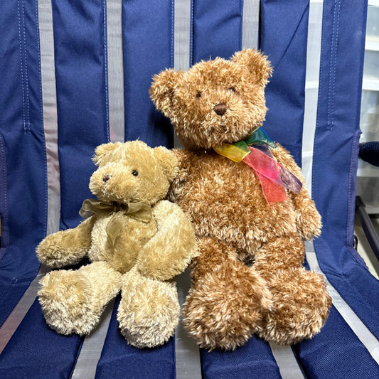 2 Bears -  Flowers Brown Bear - 11 Inches Gund Brn Bear - 15 inches -  New Plush Toys