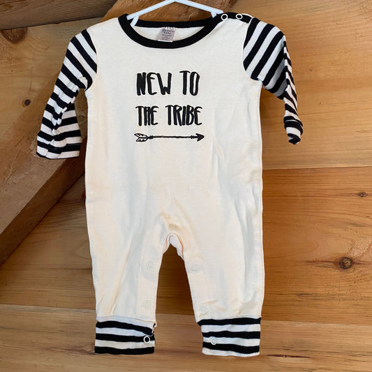 Modern Baby, 3m-6m New to the Tribe one piece long sleeve, pants romper,  black and white NWOT 3 Months