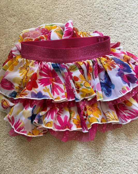 Truly Scrumptious by Heidi Klum, 24 months floral tiered ruffle skirt, sparkly pink elastic band 24 Months