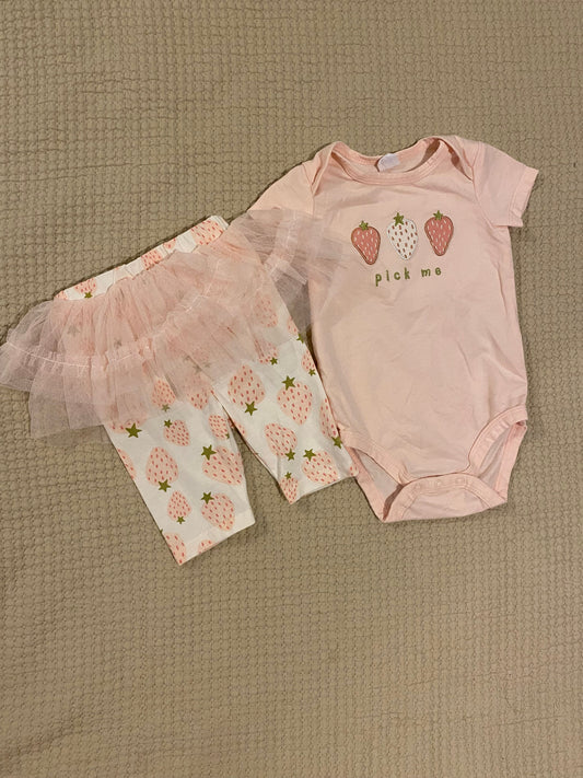 Pl Baby Matching set short sleeve onesie and skirt/pants 6 Months