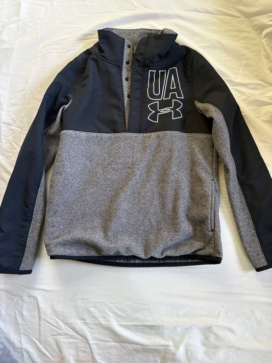 Under Armour, youth medium, long sleeve Black and gray, quarter snap pull over 8