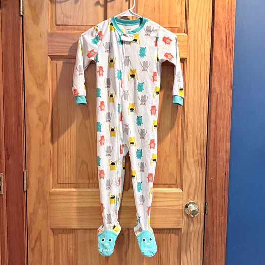 Carters white with monsters footed sleeper EUC 5T/5