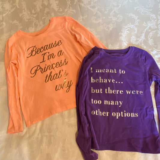 Childrens Place, 3T, peach princess purple long sleeve shirts 3T