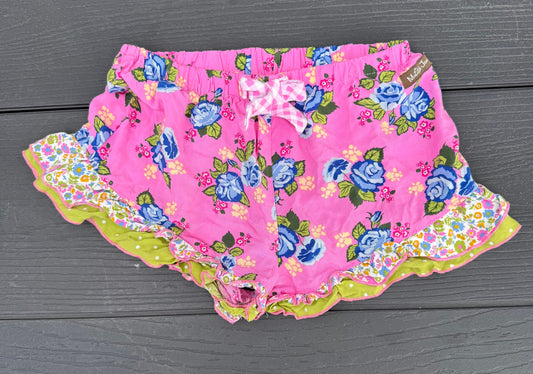 Matilda Jane shorts summer pink blue Floral ruffle on bottom elastic waist girls 8 8