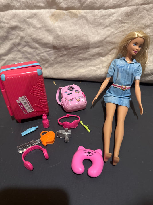 Barbie Travel Barbie with accessories - suitcase, Travel Barbie with accessories - suitcase, backpack, misc Dolls and Accessories