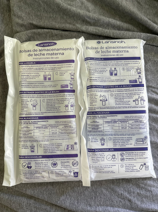 Lansinoh Breast milk storage bags. 100 count Nursing