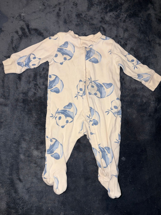 Carters 0-3 Month Panda Sleeper Beige with Blue Pandas 3 Months