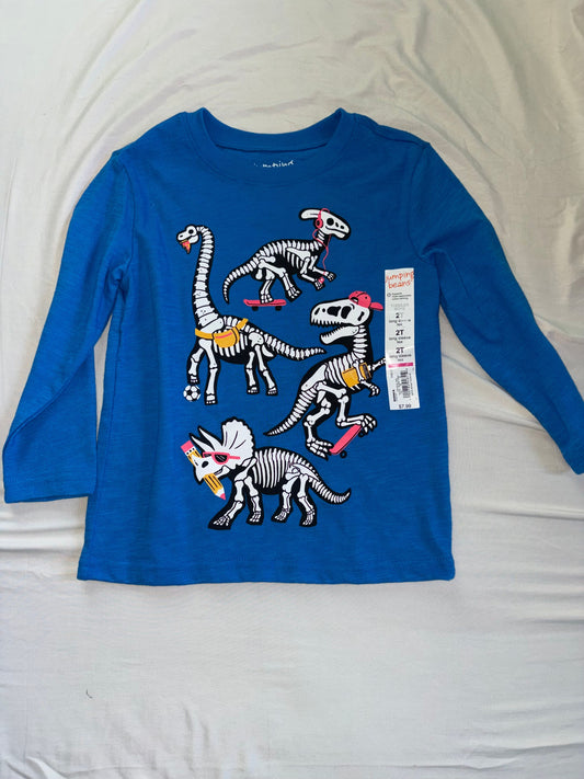 Jumping beans, 2T, long sleeve Blue dinosaur, NWT, 2T