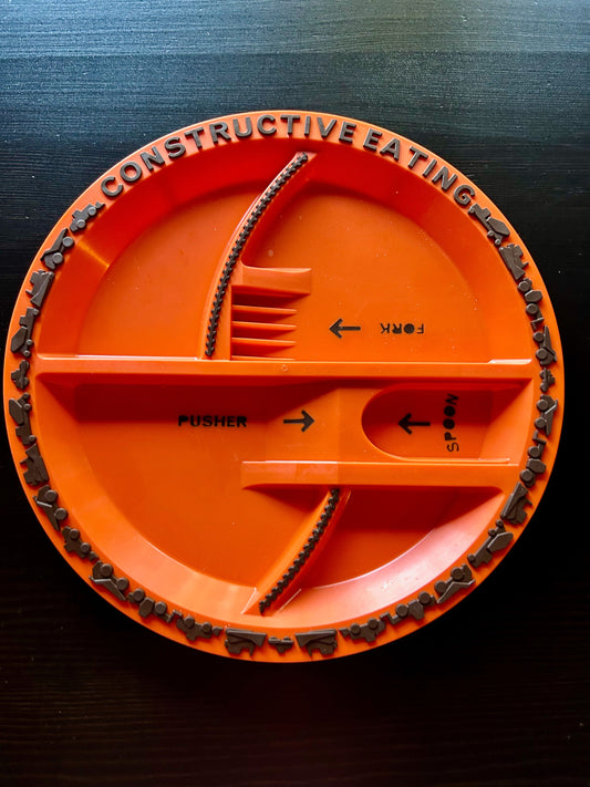 Construction-Themed Toddler Plate Silicone divided toddler plate with fun construction theme