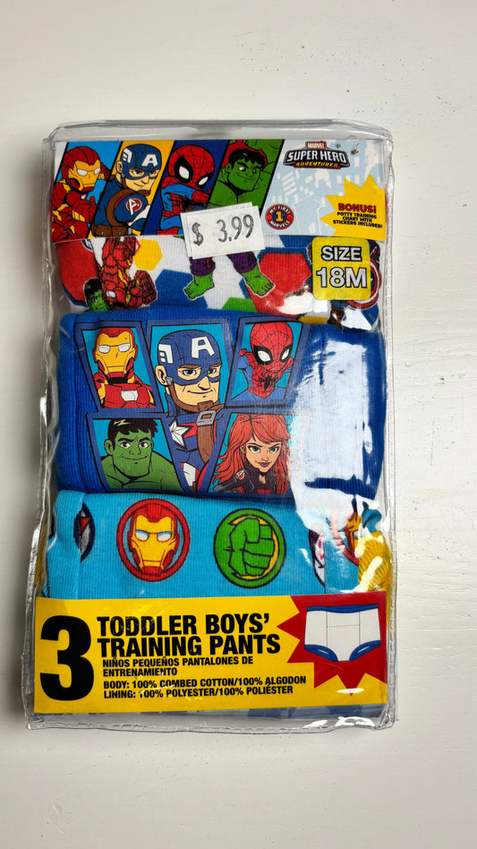 Marvel super hero toddler boys training underpants  18 Months
