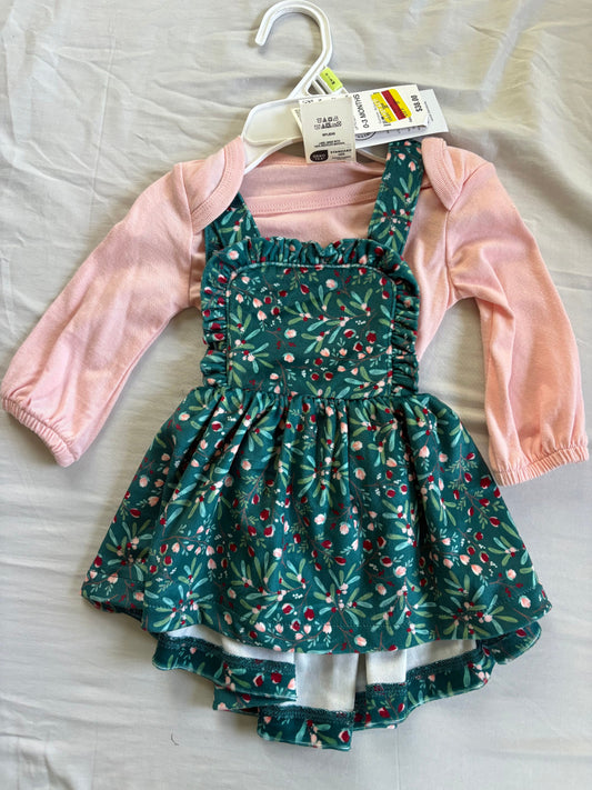 First Impressions, size 0-3 months, dress NWT Holiday dress pink, green and holly berries Newborn