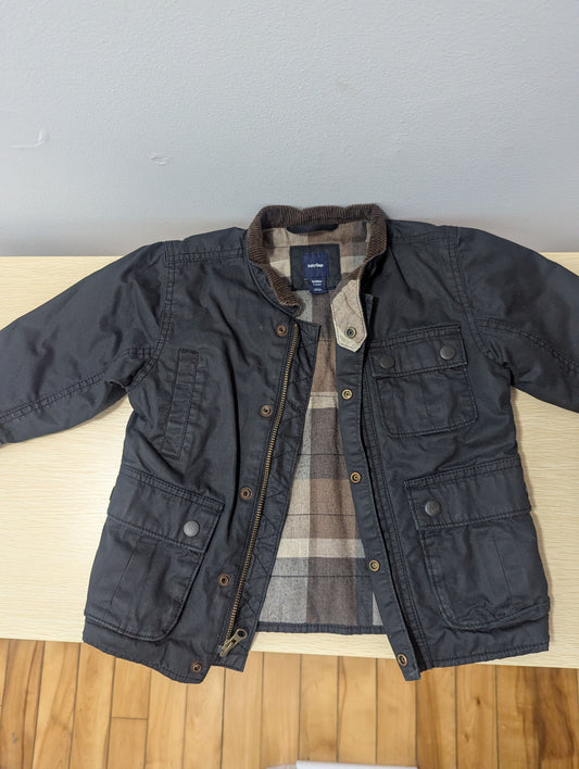Gap Gap 2T Boys Black Coat with Plaid Lining 2T