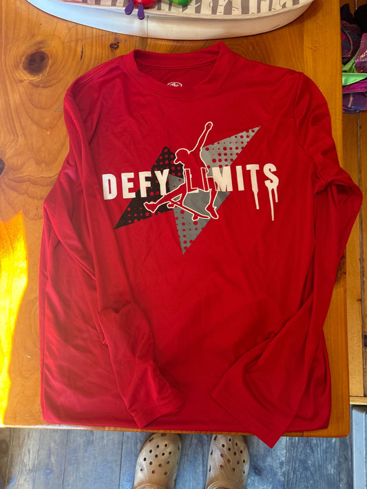 Athletic works red long sleeve shirt 14/16 skateboard decal shirt 14