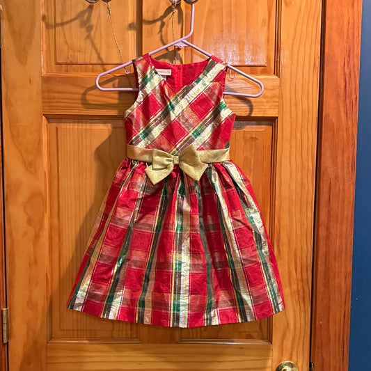 Bonnie Jean size 6 Metallic sparkly red green gold holiday Christmas dress 6