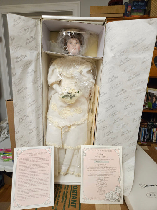 Roman, Inc WS George China Co Century bride- 1900s 1990s, Flora porcelain doll, new in the box, Ashton Drake Dolls and Accessories