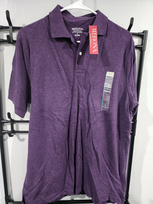 NEW - Merona, M, Golf Shirt Purple, short sleeve Women's - M