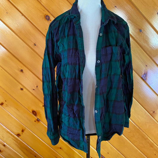 Old Navy Green plaid flannel button down shirt large Women's - L