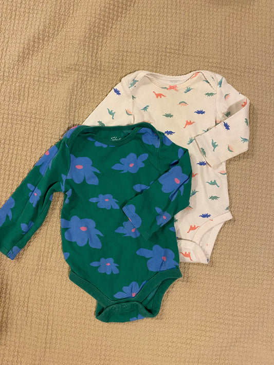Cat and Jack and Carters Carters dinosaur and CJ flower cotton long sleeve onesie 9 Months