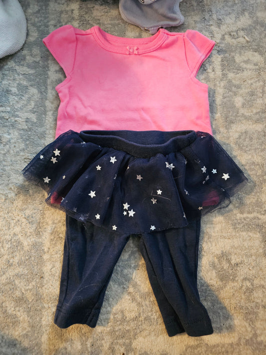 Carters Pink shirt and blue skirted pants Newborn