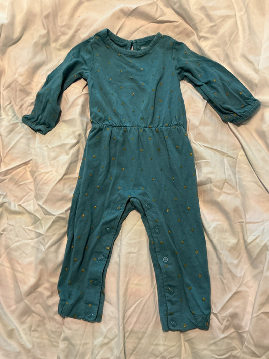 Just want you by Carter Blue and gold polkadot jumpsuit 12 Months