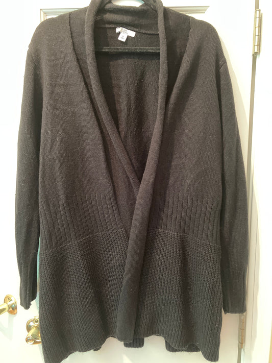 Craft & barrow size 2xl long sleeve sweater Open front wrap , black color Women's - XXL