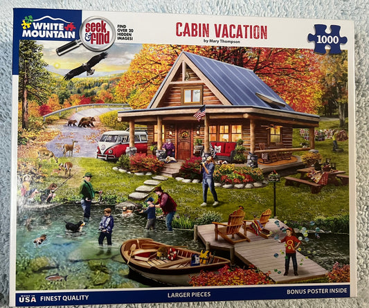 White Mountain Puzzle 1000 piece puzzle. No smoking/No pet home. Assembled once.