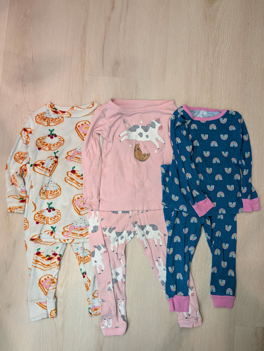 Cat & jack, Carter's, Wonder Nation pajamas, 18m Multicolor long sleeve pajamas, light staining on pink set 18 Months