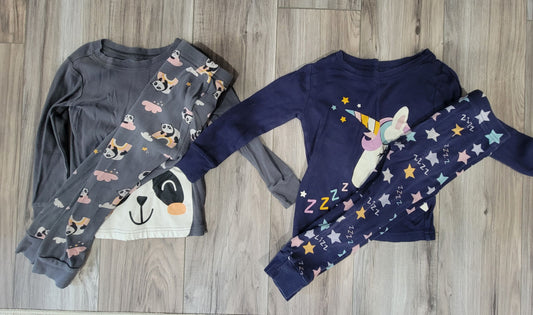 Old Navy 2 pack pjs pajama sets 3T girls panda and unicorn 3T