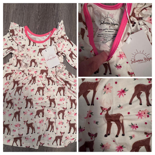 Julianna Wynn Julianna Wynn Girls Reindeer Bamboo Dress 2t NWT 2T
