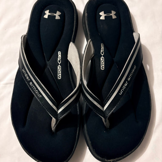 Under Armour womens black flip flops 4D foam footbed 9 (Adult)