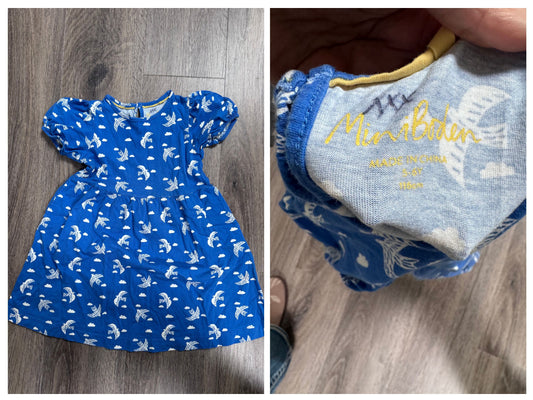 Mini Boden Mini Bowden Girls Bird Dress 5-6y GUC wash wear 5T/5