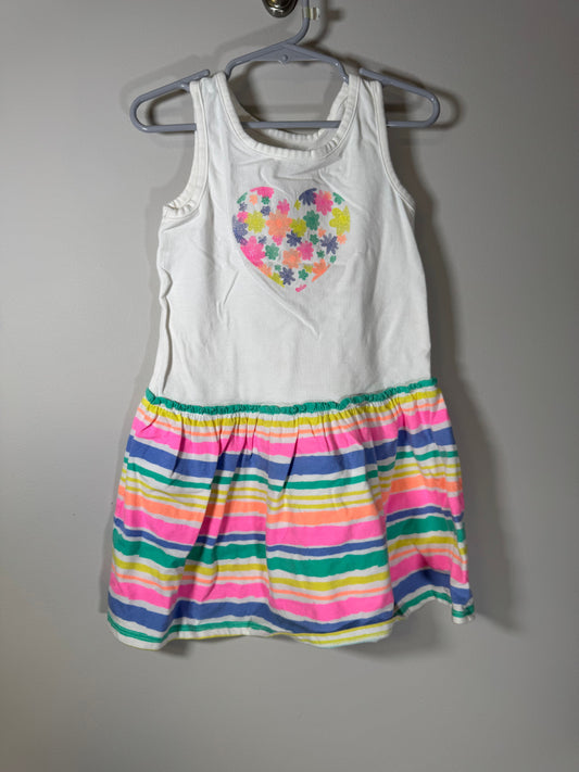 Jumping Beans Rainbow Floral Heart - Stripe Bottom Tank Dress 4T/4