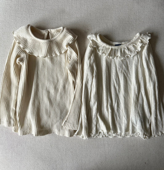Old navy & easy peasy GUC white fancy long sleeve tees 2T