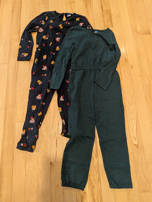 Old Navy NWOT Green and Floral Jumpsuits Dark Green, Navy Floral, Button Back Closure 5T/5